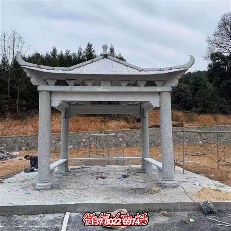 獨(dú)具魅力的石雕涼亭，點(diǎn)綴園林景觀