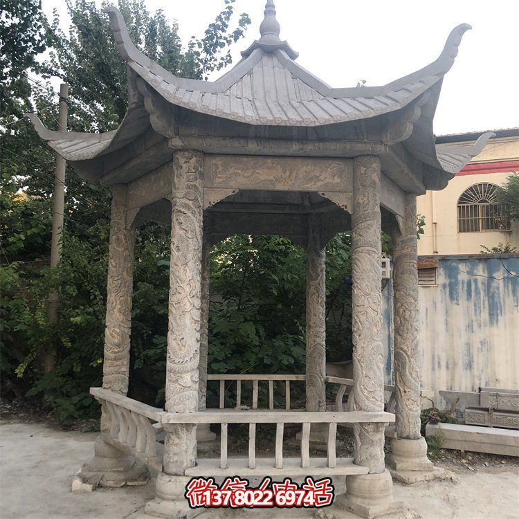 中式仿古建筑青石石亭，為您的園林戶外擺放帶來古典美