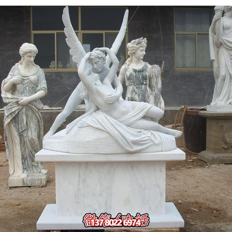 西方天使?jié)h白玉雕塑，美化景區(qū)廣場(chǎng)