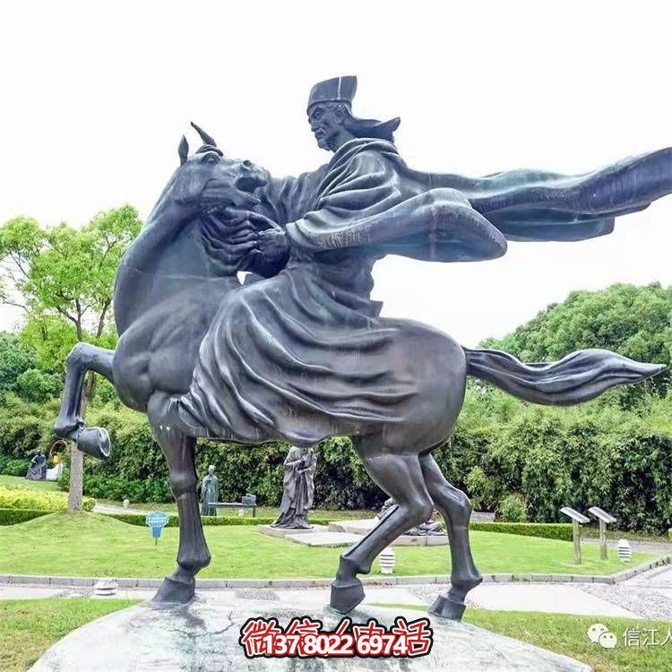 古典仿銅騎馬雕塑，玻璃鋼創(chuàng)意廣場裝飾