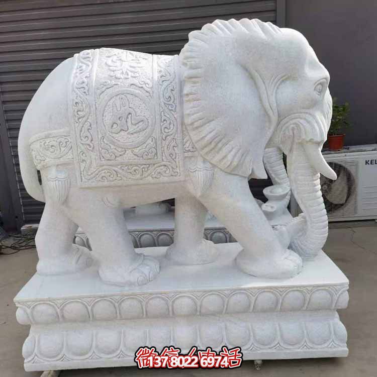 漢白玉雕塑藝術(shù)，景觀裝置招財(cái)大象