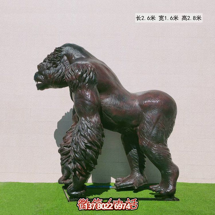 玻璃鋼仿真大猩猩動(dòng)物雕塑，點(diǎn)綴游樂園游樂擺放