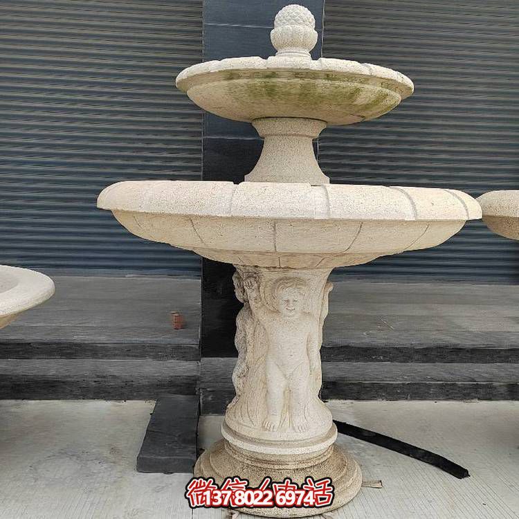 品質(zhì)戶(hù)外花崗巖浮雕歐式流水花盆噴泉景觀雕塑