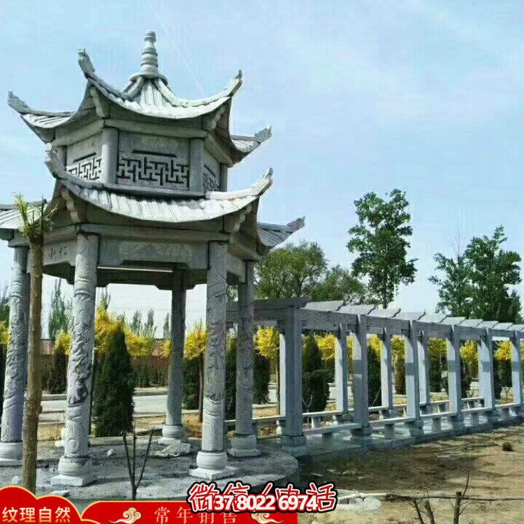 甄選優(yōu)質(zhì)大理石雙層涼亭，精美絕倫的雕塑美景