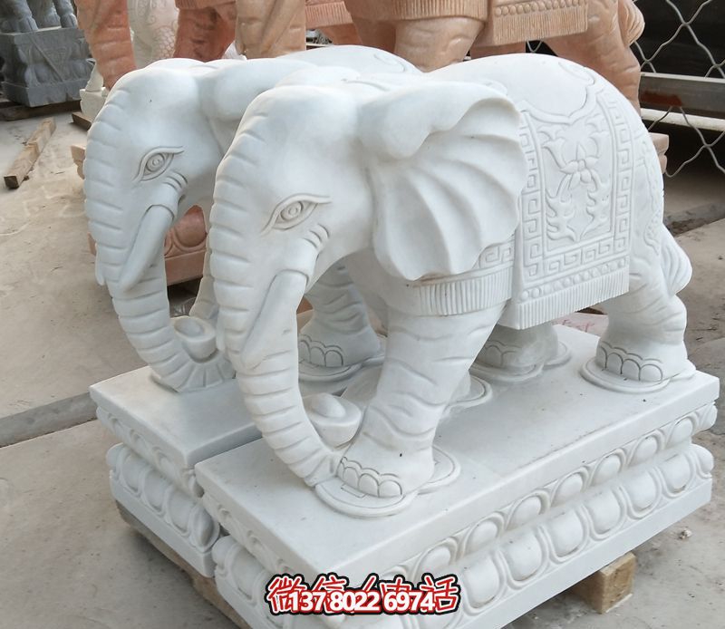 漢白玉雕塑，招財(cái)大象，令您鎮(zhèn)宅景區(qū)庭院更加迷人