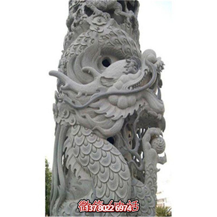 園林廣場(chǎng)花崗巖仿古雕刻石龍柱文化柱