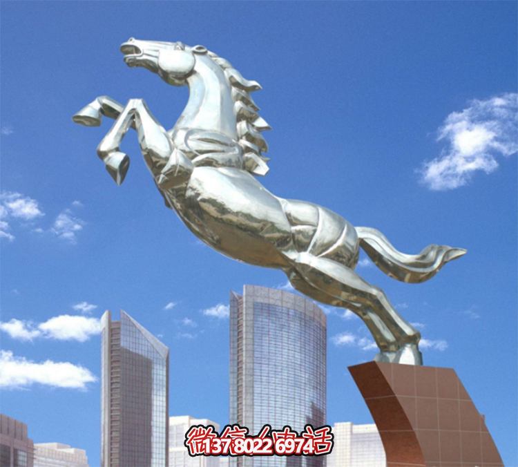 不銹鋼馬兒雕塑，鏡面騰空的馬兒雕塑，企業(yè)精神標(biāo)識(shí)標(biāo)志