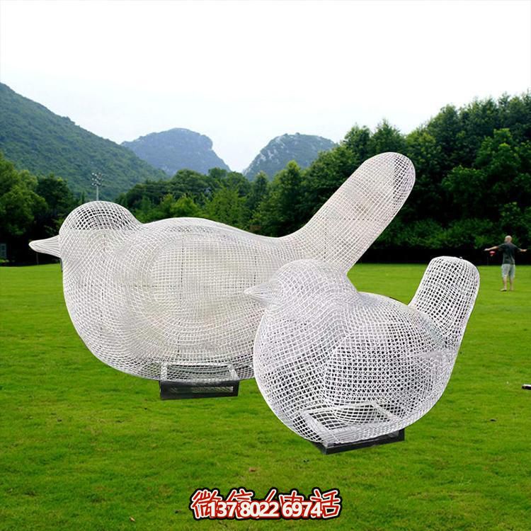 發(fā)光照明不銹鋼鏤空網(wǎng)格戶(hù)外園林景觀(guān)小鳥(niǎo)雕塑