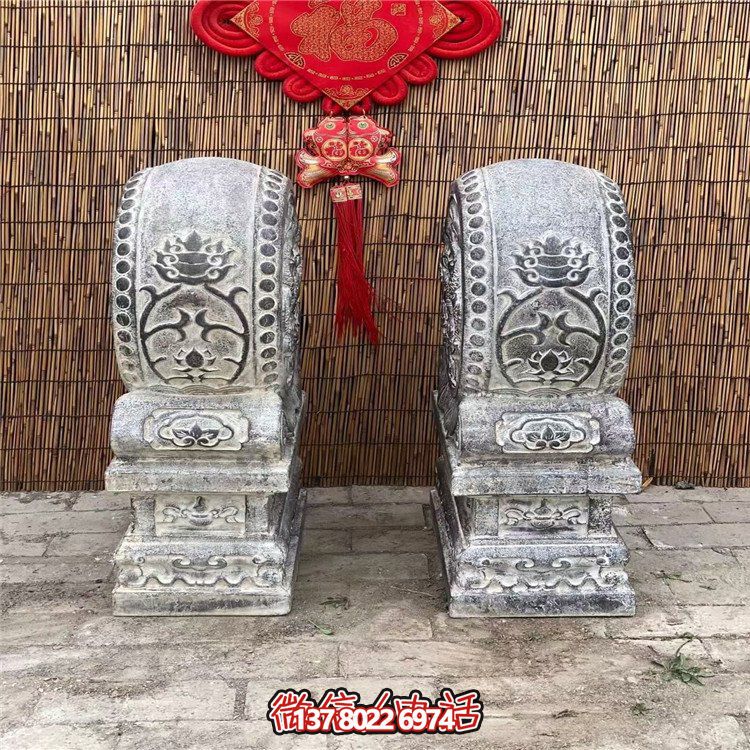青石仿古抱鼓石，大理石古建大門門墩