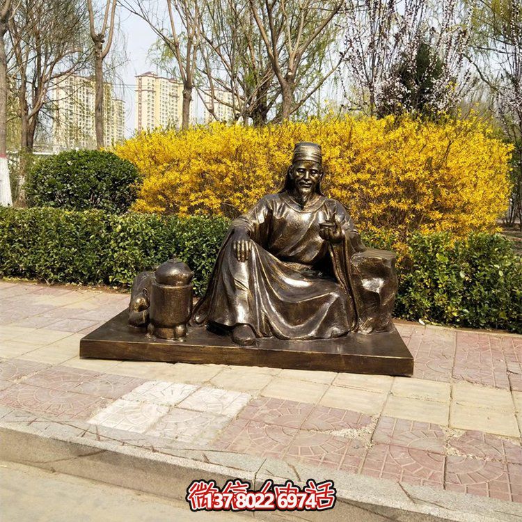 茶圣陸羽雕塑，玻璃鋼仿銅歷史名人情景雕塑