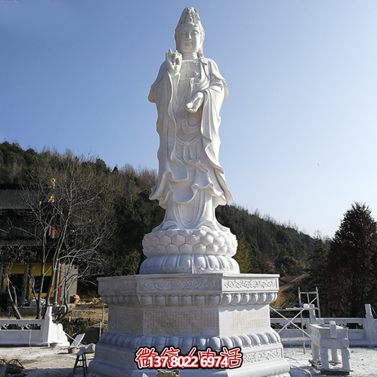 觀音佛像，漢白玉滴水觀音石雕石像