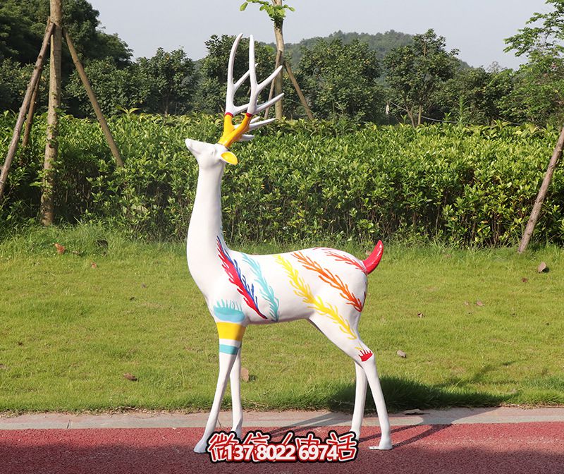 公園街道創(chuàng)意玻璃鋼彩繪大型戶(hù)外景觀梅花鹿雕塑 公園街道創(chuàng)意玻璃鋼彩繪大型戶(hù)外景觀梅花鹿雕塑