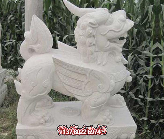 戶(hù)外景區(qū)漢白玉石雕帶翅膀的貔貅雕塑 戶(hù)外景區(qū)漢白玉石雕帶翅膀的貔貅雕塑