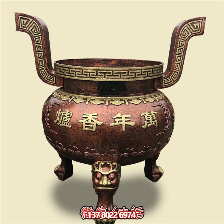 家用銅雕上香祈福鼎，香爐雕塑