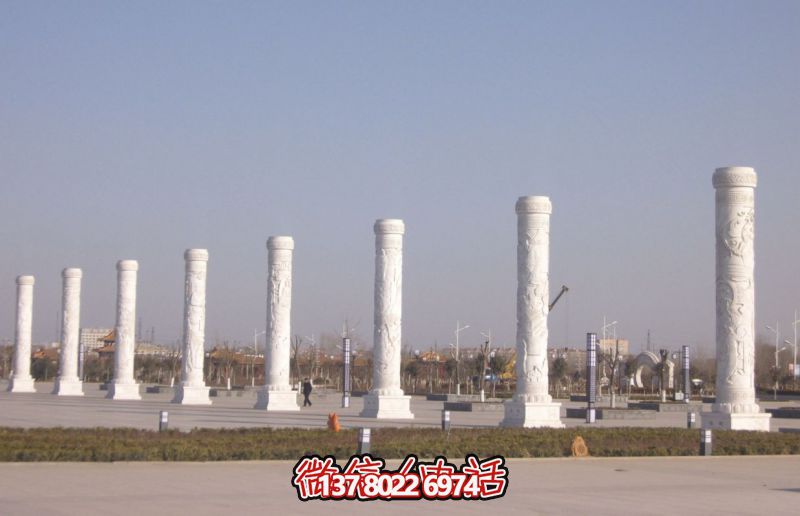 漢白玉石雕文化柱--山東臨邑文化廣場(chǎng)景觀(guān)文化柱工程